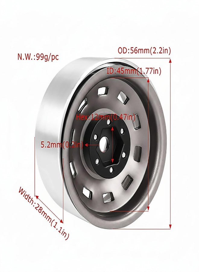 AMK 1.9 Beadlock Wheels Steel 4Pcs - RC Rock Crawler Wheel Rims -8.9mm Offset for 1/10 TRX4 TRX6 SCX10 Jeep Capra Gen8, 12mm Hex Upgrade - Image 4